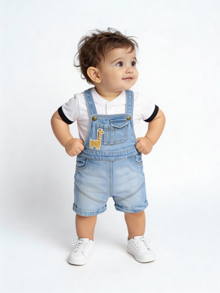 Buy HOP Baby Boys Blue Embroidered T-Shirt and Denim Dungaree Set from  Westside