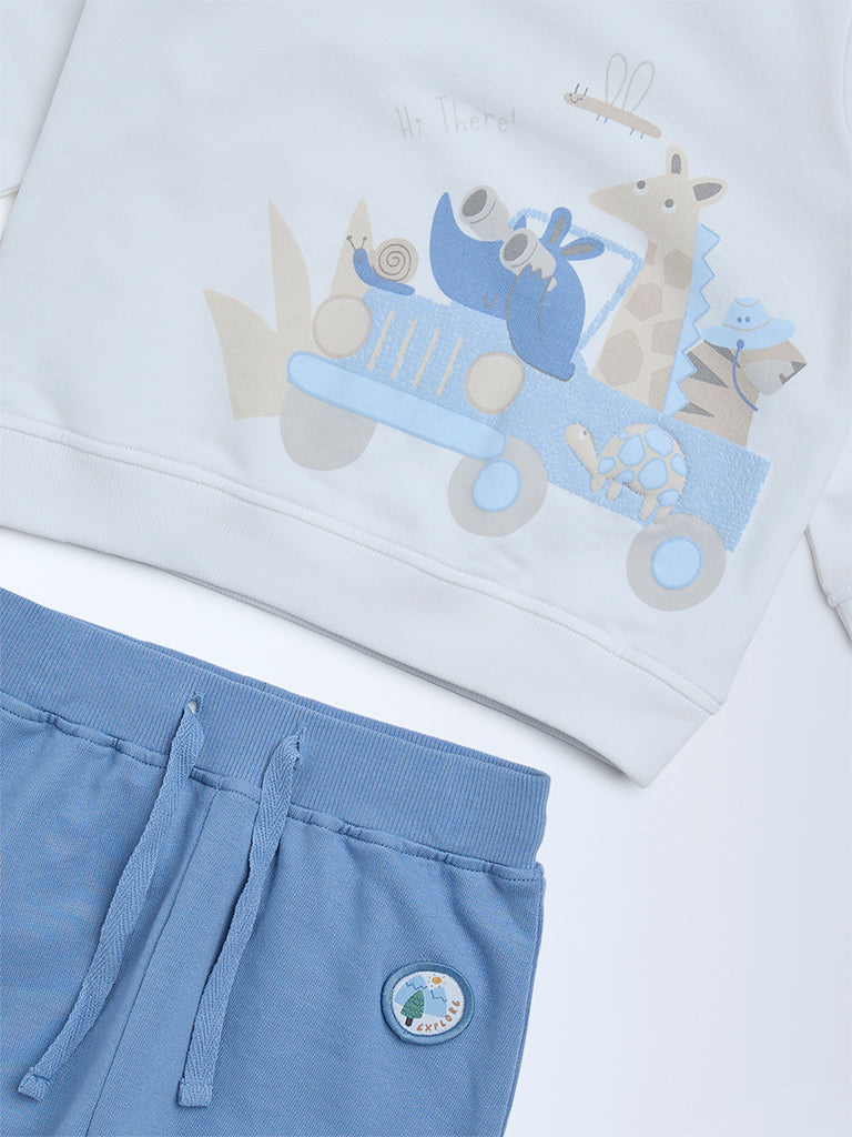 HOP Baby Boys Multicolour Cotton Sweatshirt and Joggers Set