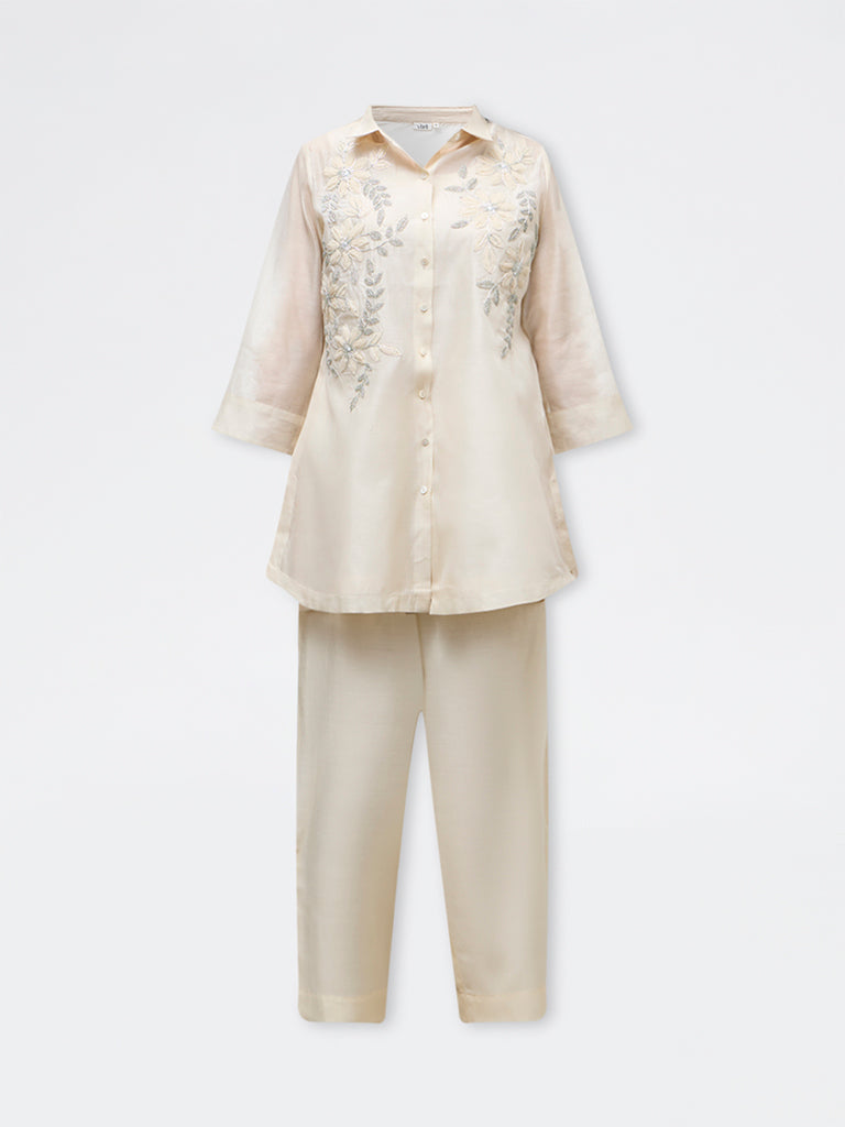 Vark Off-White Embellished Co-ord Set
