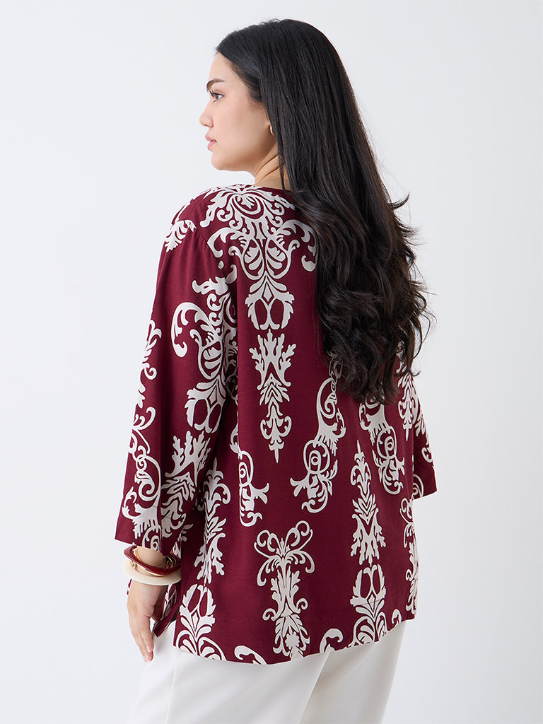 Gia Maroon Printed Blouse