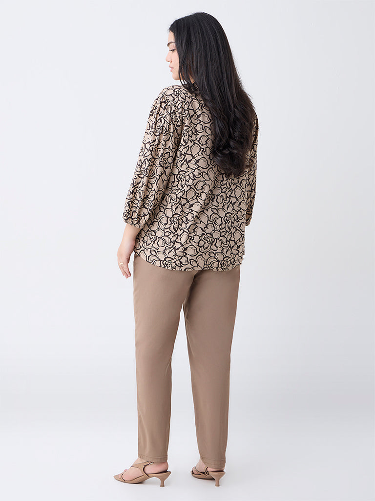 Gia Brown Solid High-Rise Cotton-Blend Jeggings