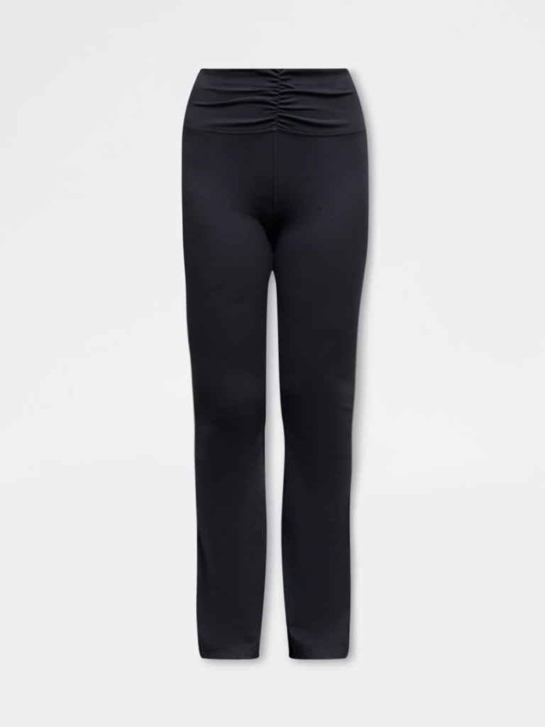 Nuoflexx Black Solid Mid-Rise Yoga Pants