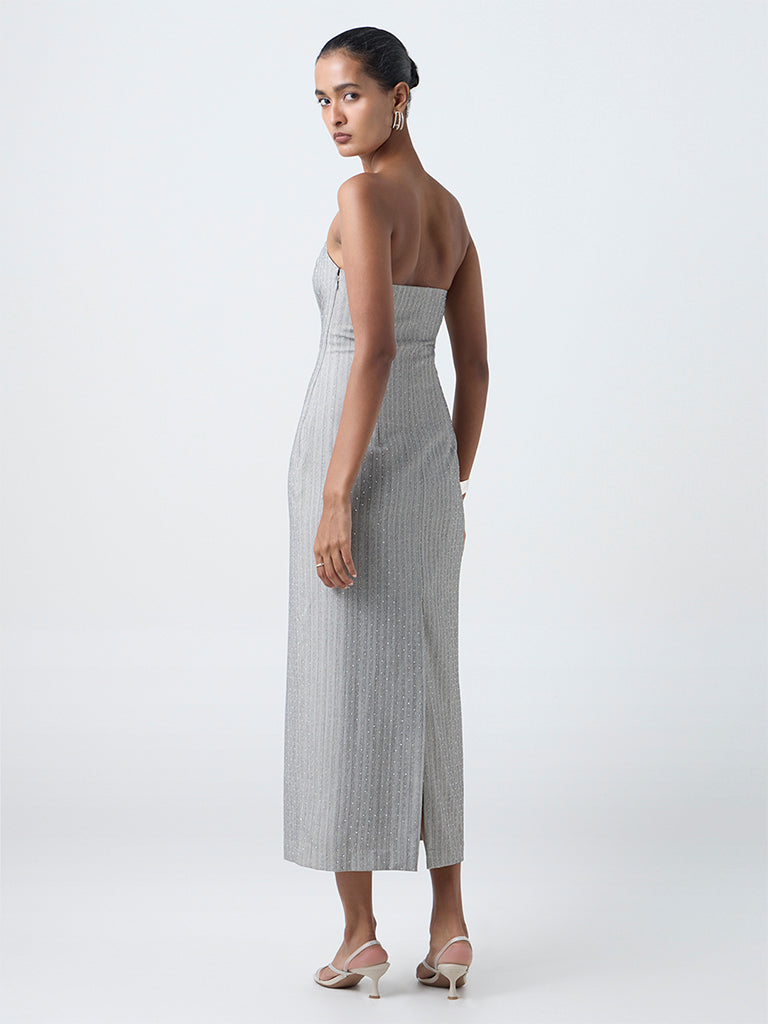 Wardrobe Grey Embellished Tube Dress
