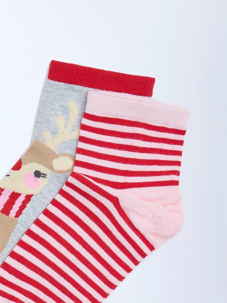 Superstar Pink Printed Cotton-Blend Socks - Pack of 2