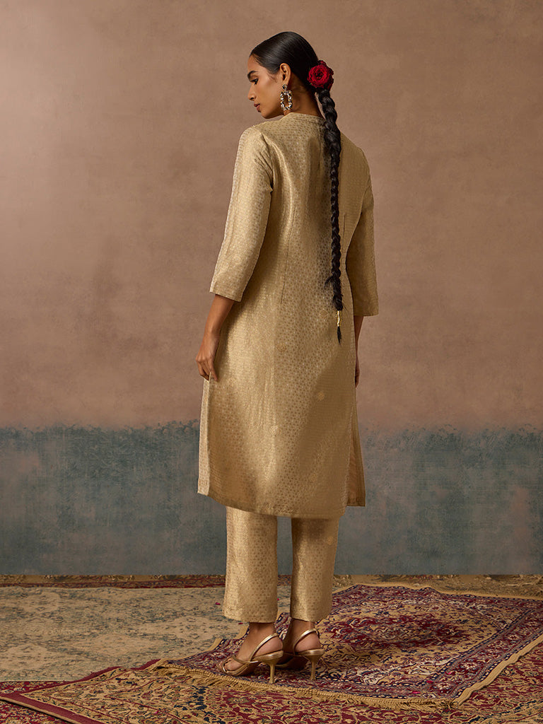 Embroidered Gold Kurta Set