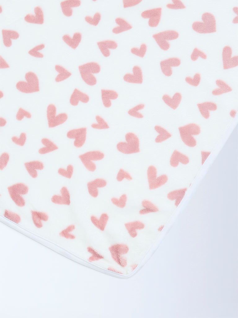 HOP Baby Girls Dusty Pink Heart Print Fleece Blanket