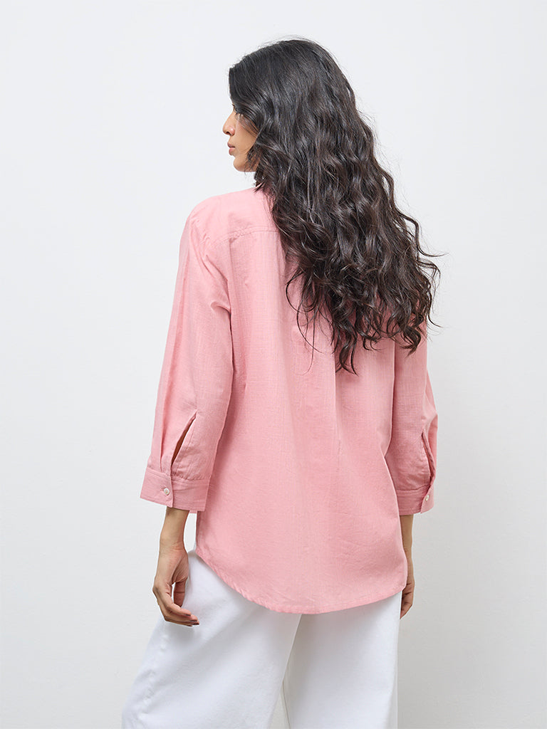Utsa Pink Floral Embroidered Cotton Tunic