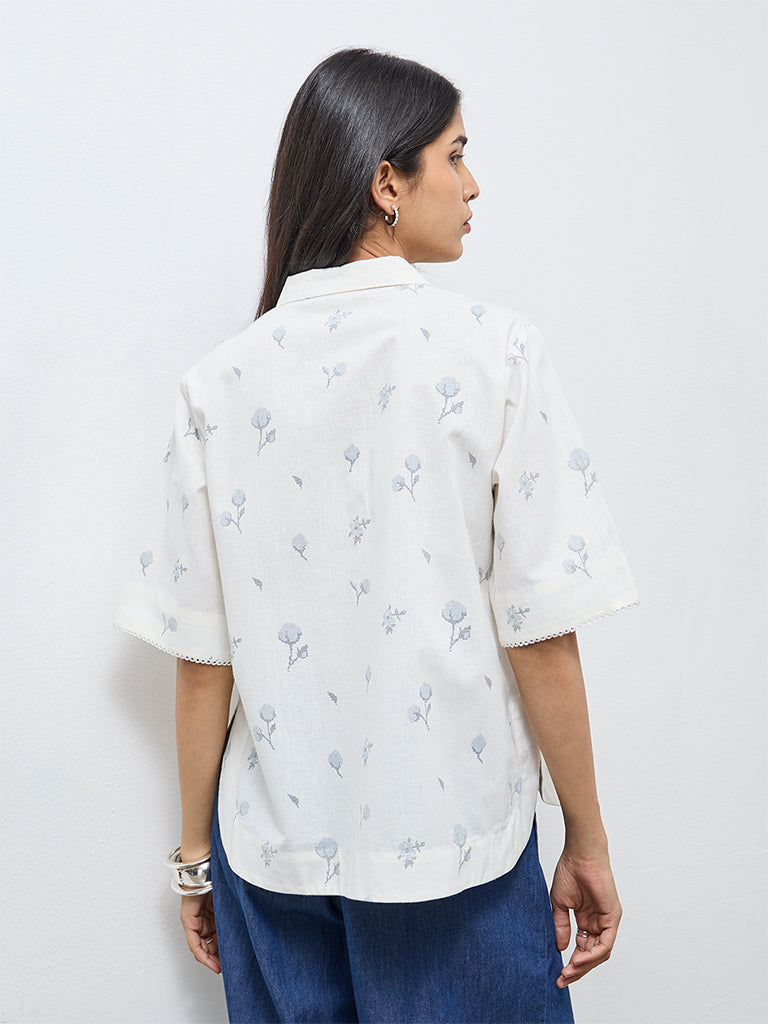 Utsa Off-White Floral Tunic