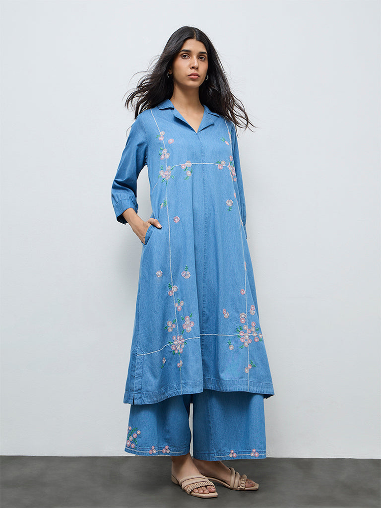 sachin and babi light blue dress Lisa Embroidered Denim Dress main image 0
