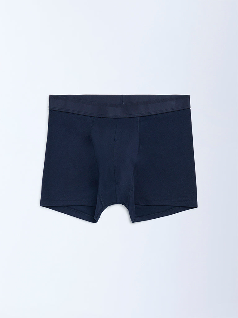 WES Lounge Navy Solid Cotton Trunks - Pack of 3