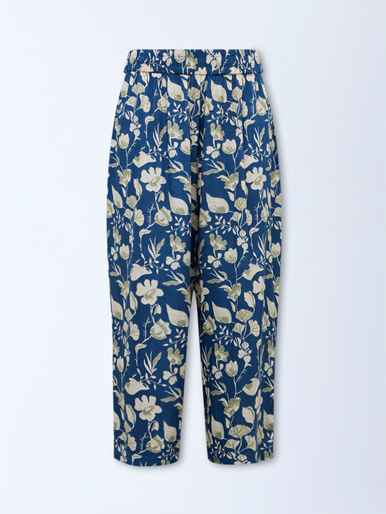 Diza Navy Floral Printed Pants