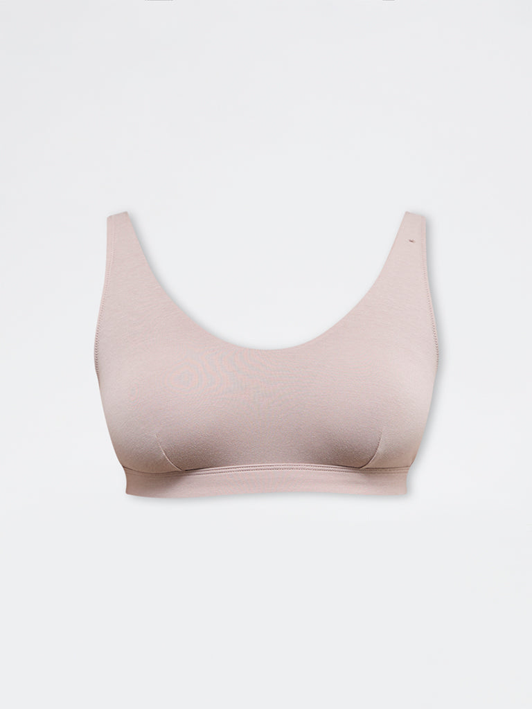 Wunderlove Beige Lace-Detailed Non-Padded Bra