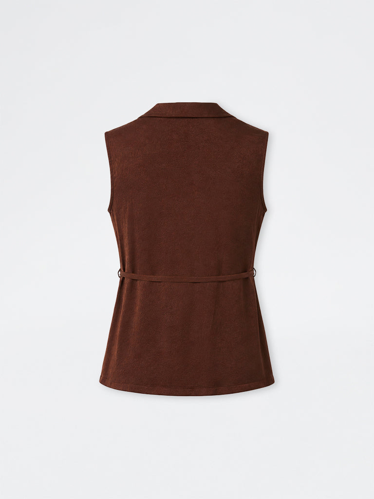 Wardrobe Brown Wrap-Style Blouse with Belt