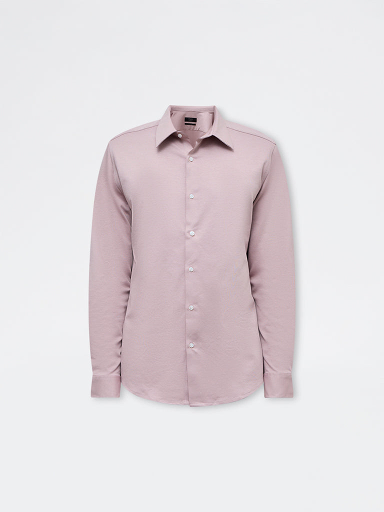 WES Formals Dusty Pink Slim-Fit Cotton-Blend Shirt