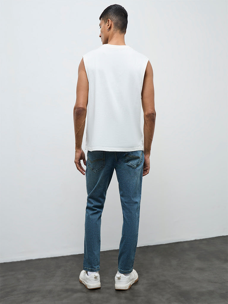 Nuon Blue Washed Slim-Fit Mid-Rise Jeans