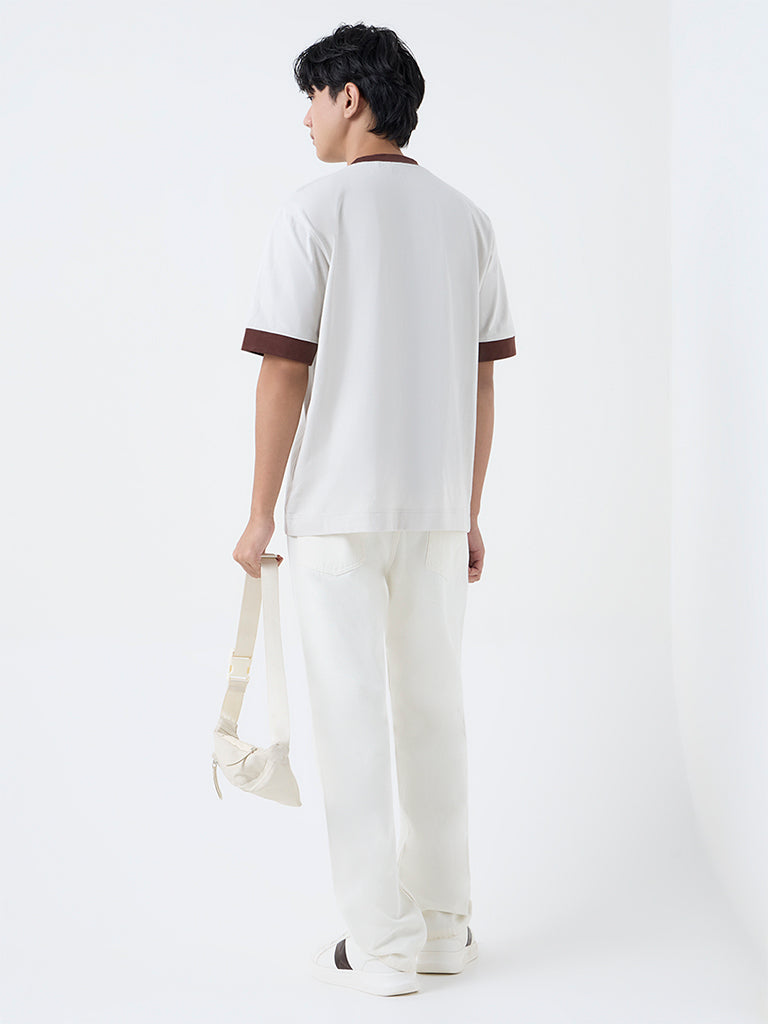 Nuon White Relaxed-Fit Mid-Rise Jeans