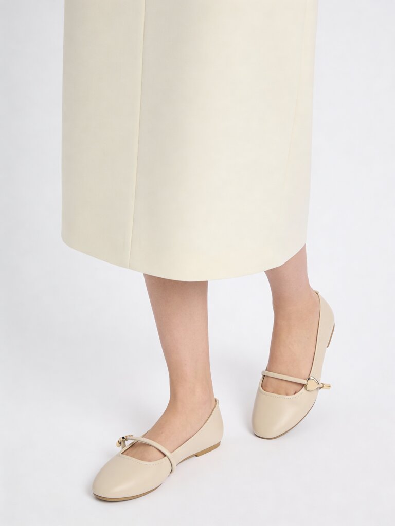 LUNA BLU Cream Mary Jane Shoes