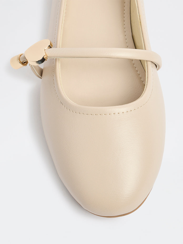 LUNA BLU Cream Mary Jane Shoes