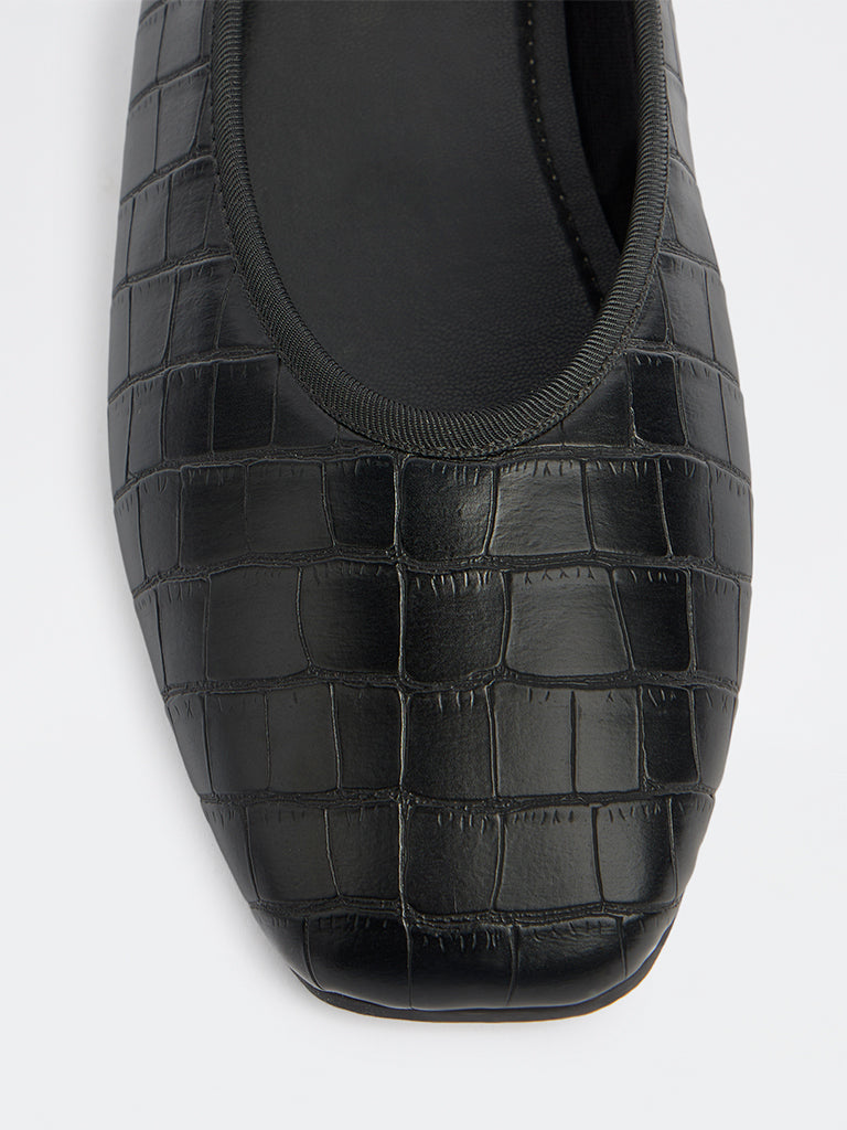 LUNA BLU Black Textured Ballerinas