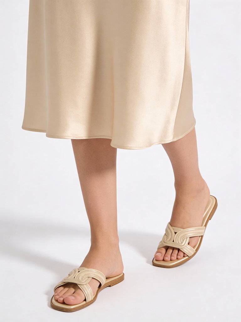 LUNA BLU Ivory Interwoven Slides