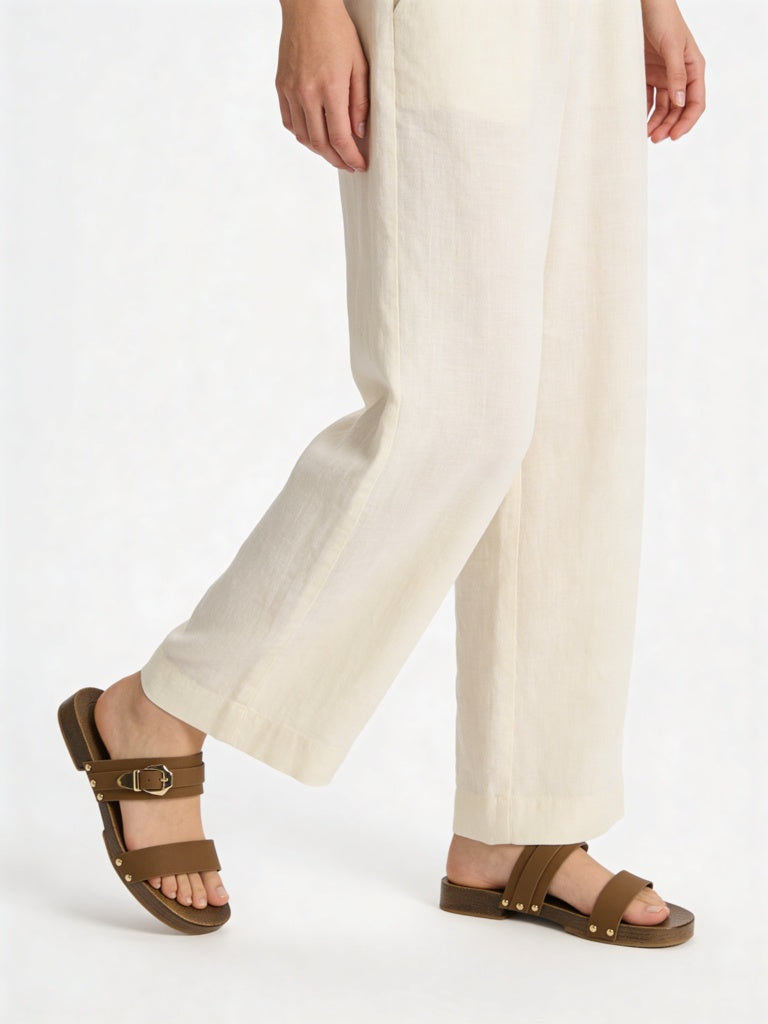 LUNA BLU Brown Double-Strap Clog Sandals