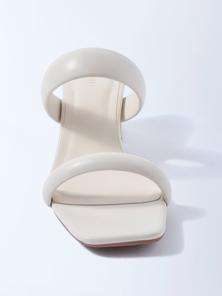 LUNA BLU Ivory Dual-Strap Heel Sandals