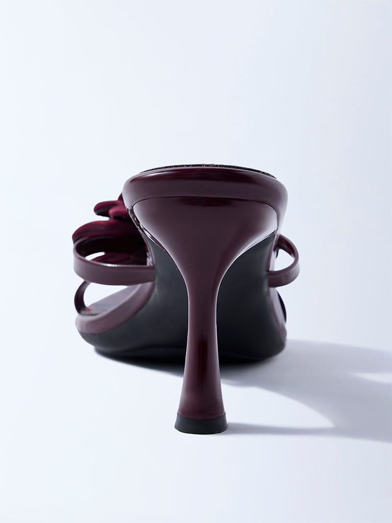 LUNA BLU Burgundy Rosette Heel Sandals