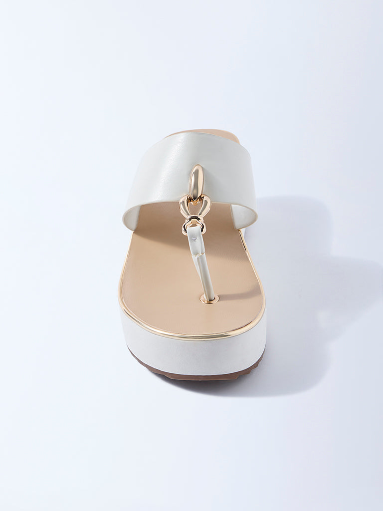 LUNA BLU White Wedge-Heel Sandals
