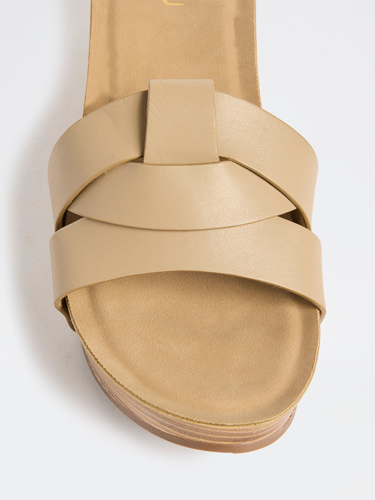 LUNA BLU Taupe Multi-Strap Wedge Sandals