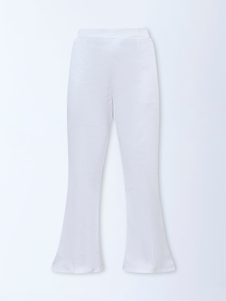 Diza White Pipeline-Detailed Cotton-Blend Pants