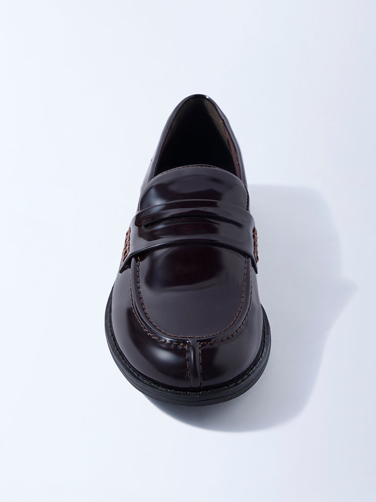 LUNA BLU Dark Brown Glossy Saddle Loafers