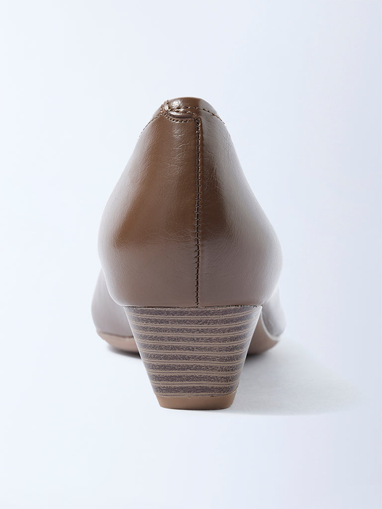 LUNA BLU Dark Brown Solid Pump Shoes