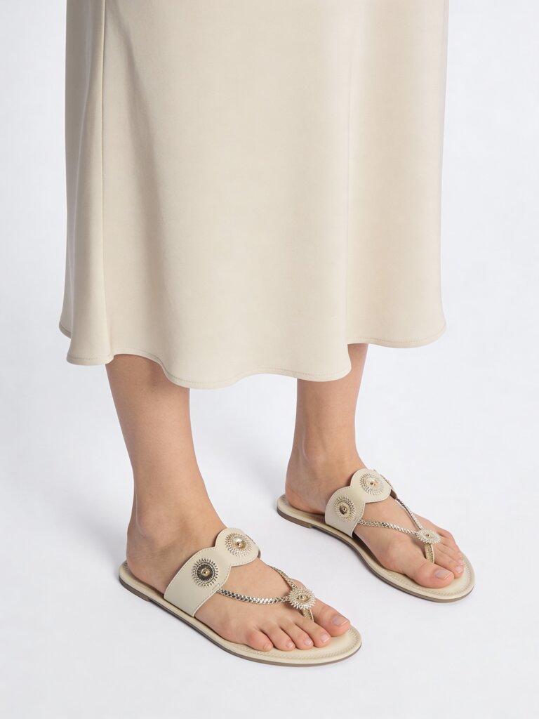 LUNA BLU Ivory Braided Kolhapuri Sandals