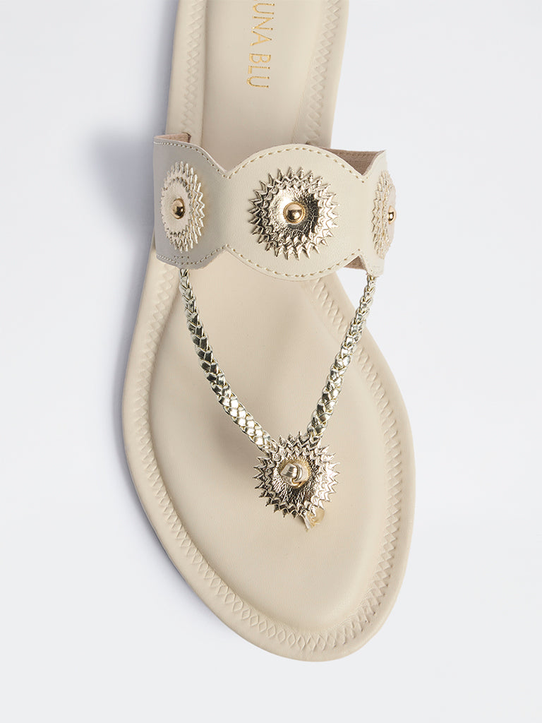 LUNA BLU Ivory Braided Kolhapuri Sandals