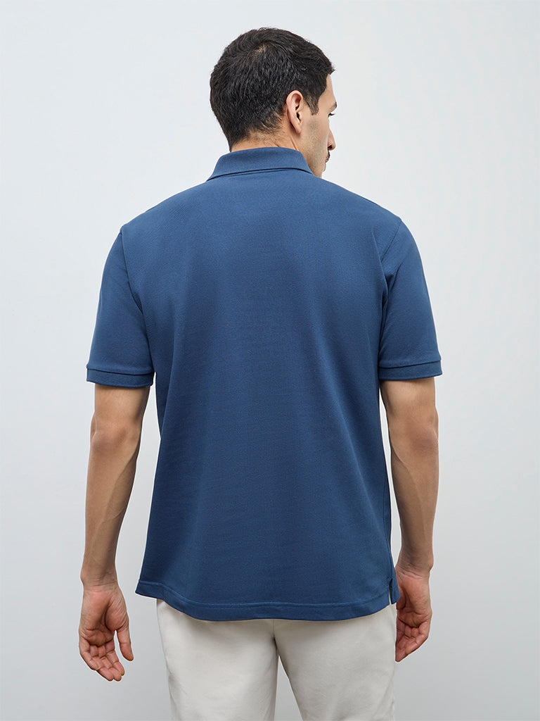 WES Casuals Teal Relaxed-Fit Cotton-Blend Polo T-Shirt
