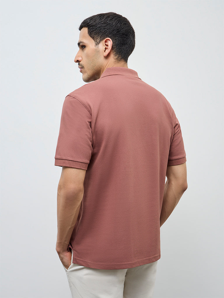 WES Casuals Light Rust Relaxed-Fit Cotton-Blend Polo T-Shirt
