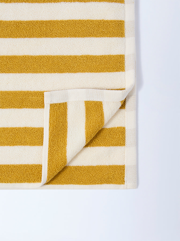 Westside Home Yellow Stripe Pattern Hand Towel