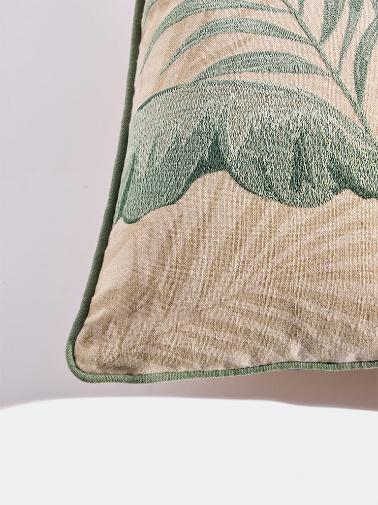 Westside Home Sage Leaf Embroidered Cushion Cover