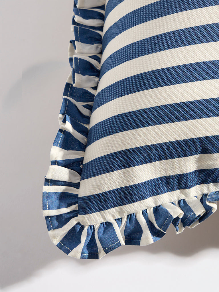 Westside Home Dark Blue Stripe Pattern Cushion Cover