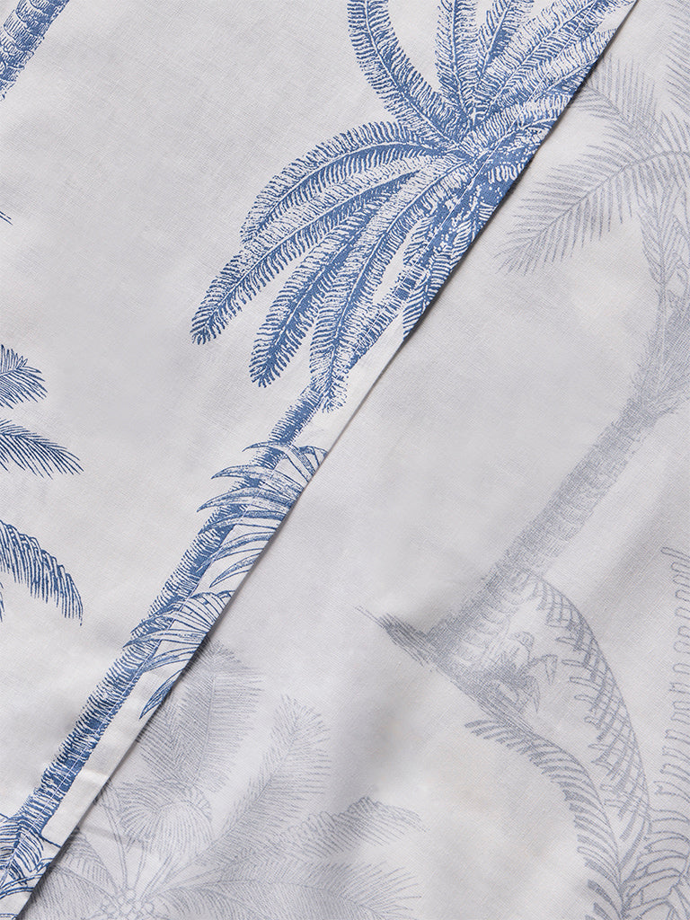 Westside Home Blue Botanical Design Queen Bed Sheet Set