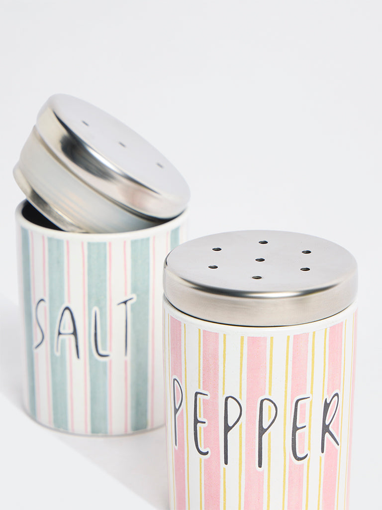 Westside Home Multicolor Striped Salt and Pepper Canisters (Set of 2)