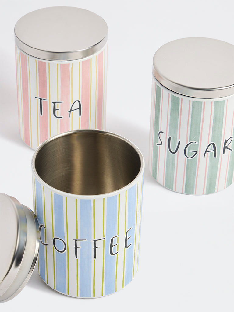 Westside Home Multicolour Stripe Pattern TCS Containers (Set of 3)
