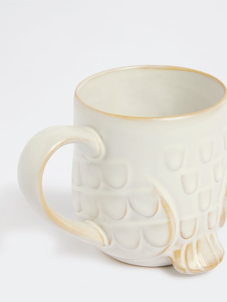 Westside Home White Embossed Owl Mug