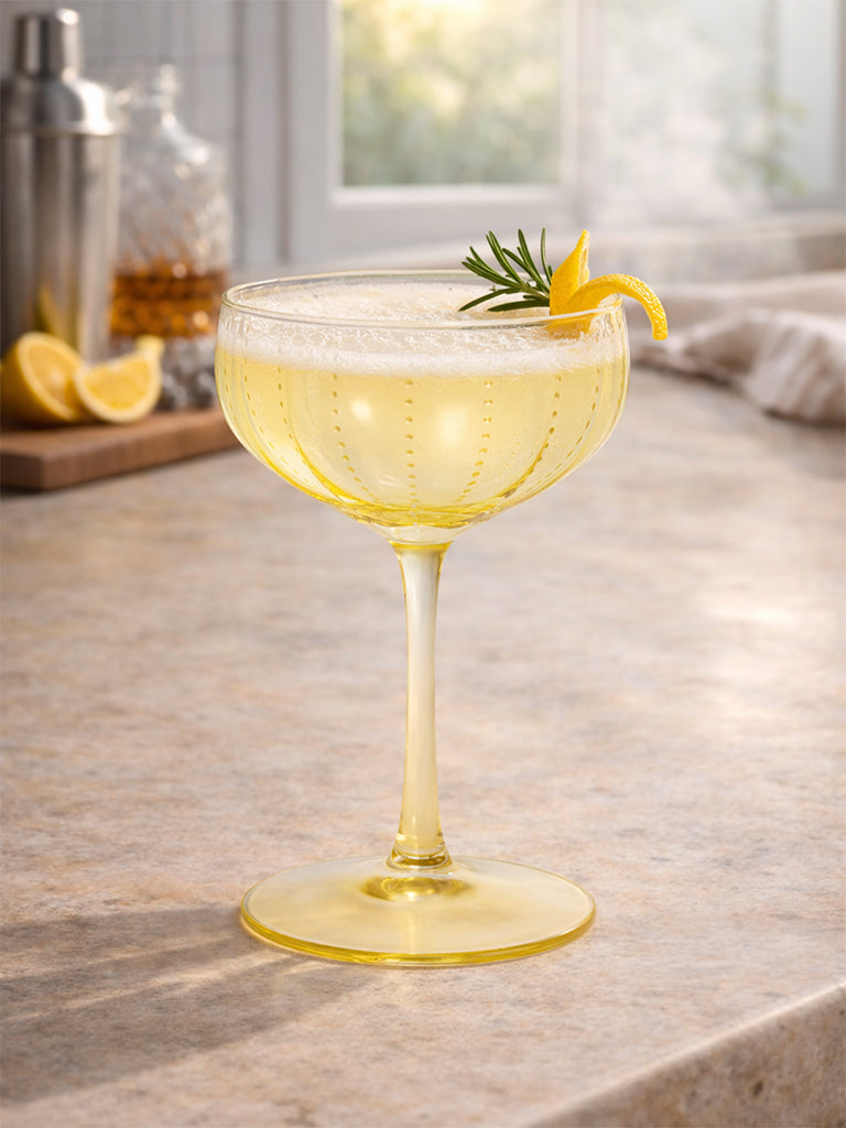 Westside Home Yellow Flower Dotted Wine Glass