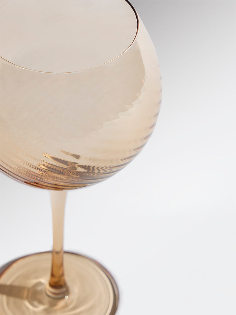 Westside Home Amber Round Swirl Coupe Glass