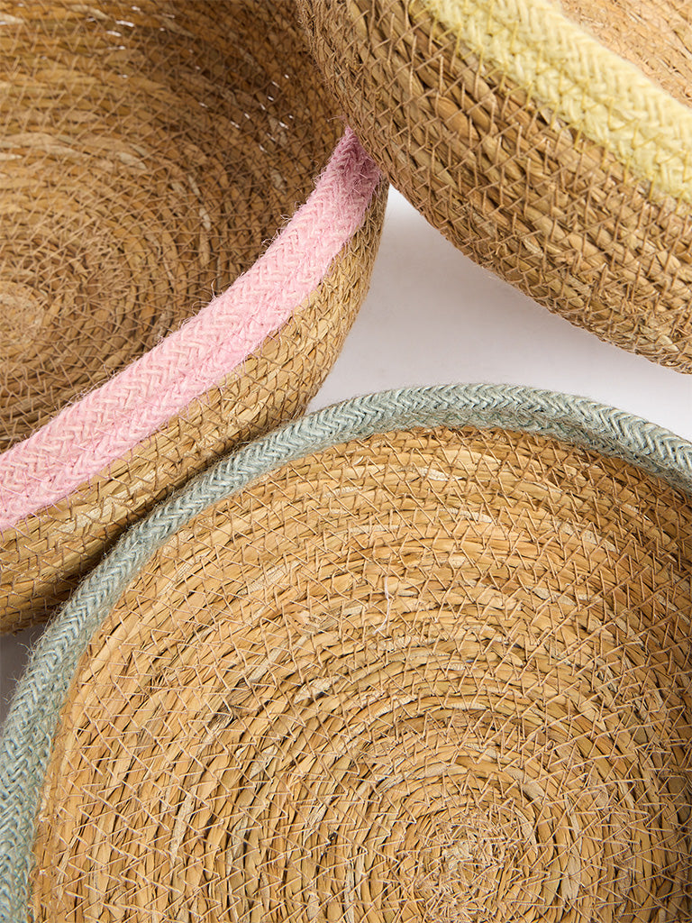 Westside Home Multicolour Woven-Textured Round Baskets (Set of 3)