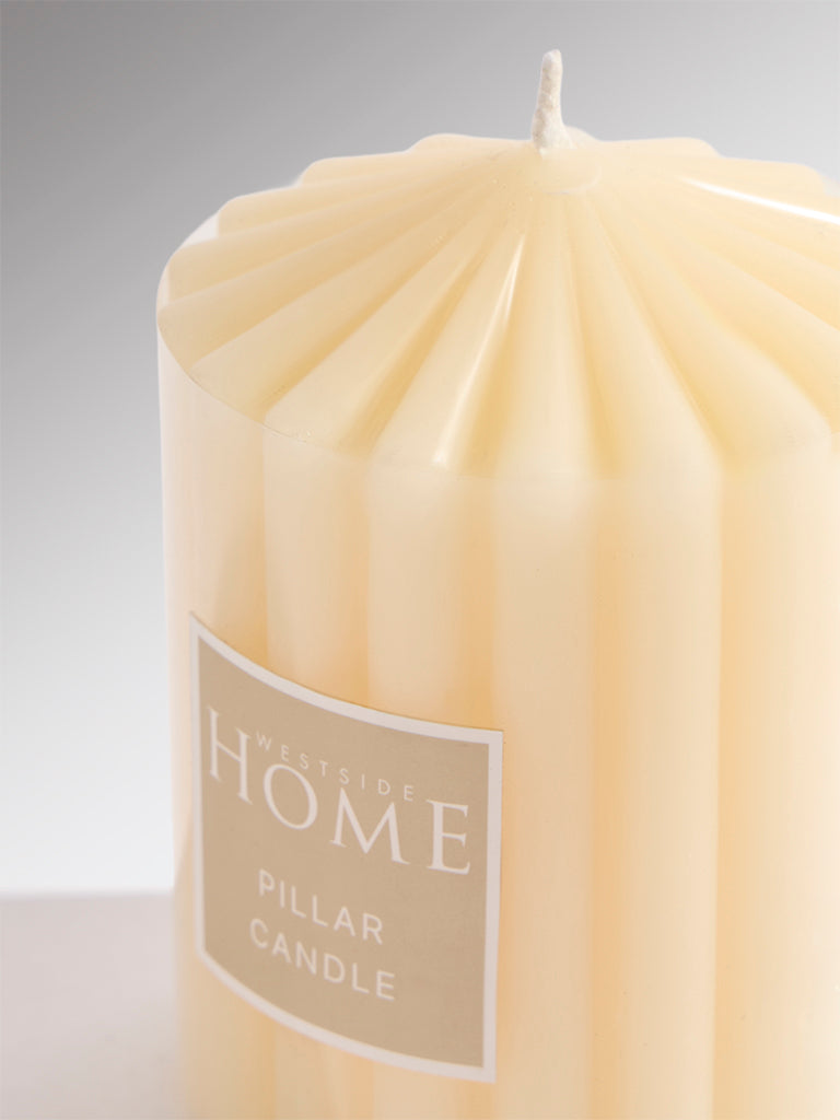 Westside Home Ivory Ribbed-Textured Pillar Candle