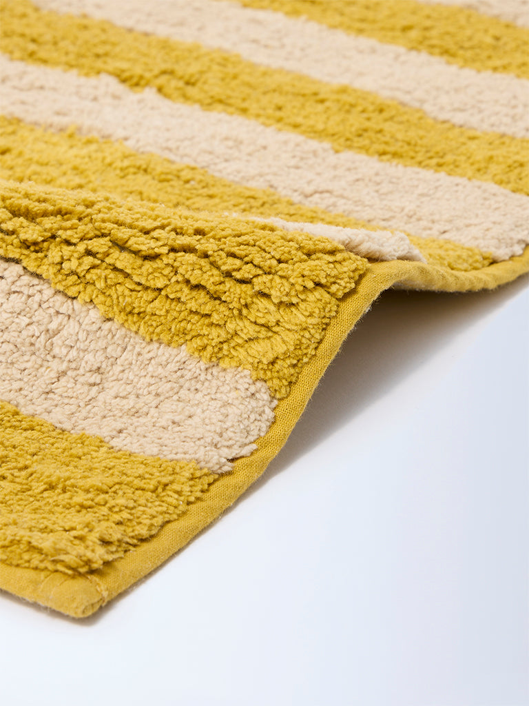 Westside Home Yellow Striped Bath Mat