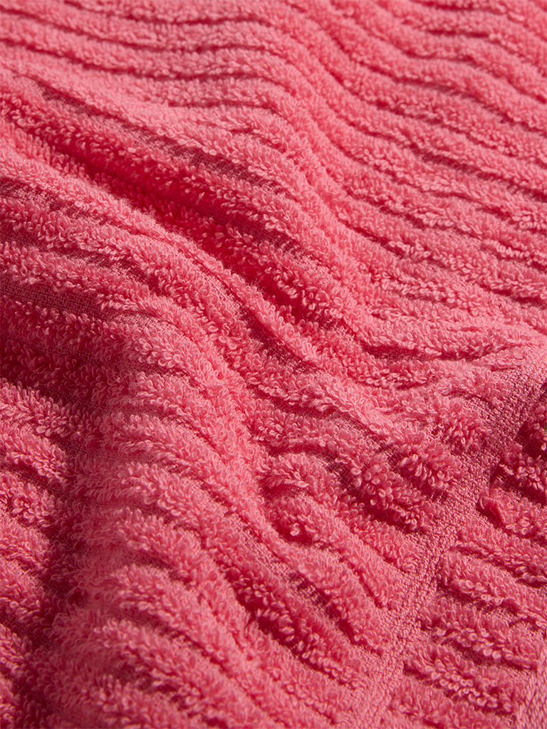 Westside Home Pink Self-Striped Face Towels - Pack of 2