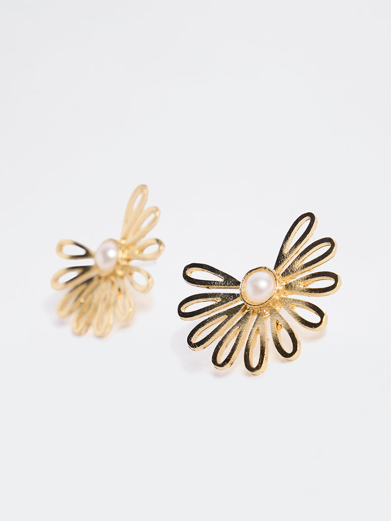 Westside Accessories Gold Floral Stud Earrings